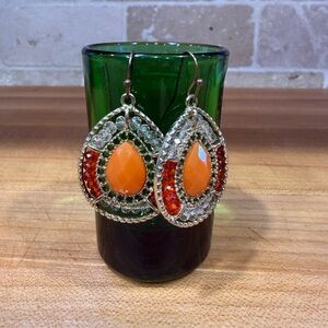 Orange Teardrop Crystal Earrings - Women Jewelry